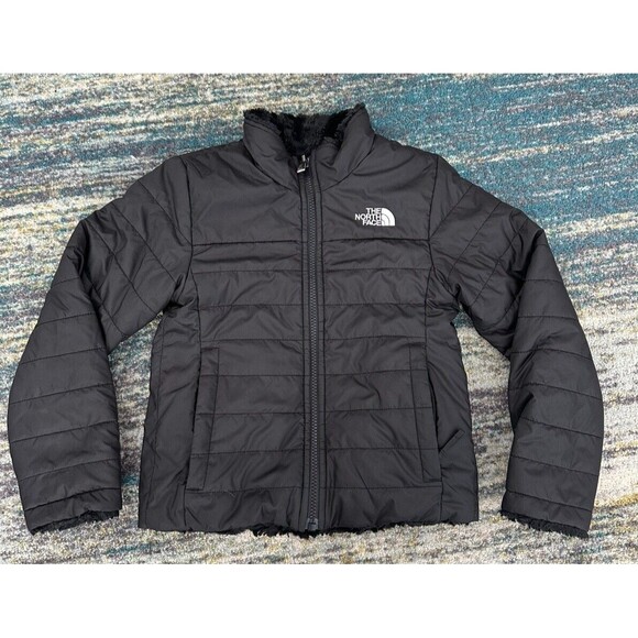 The North Face MOSSBUD REVERSIBLE FULL ZIP JACKET Girls (XS 6) Black - Picture 1 of 9